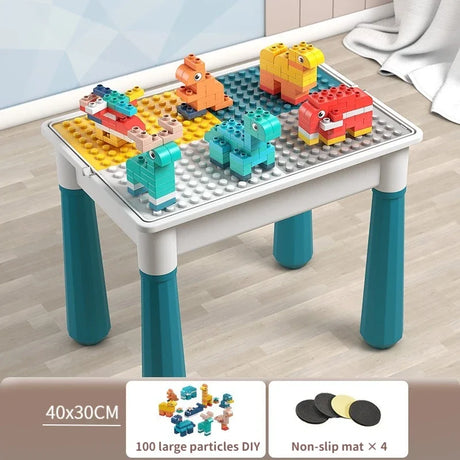 ToylinX Children's Building Blocks Table Desk  and Chairs Set with Marble Run Preschool Classroom Must Haves Multi Activity