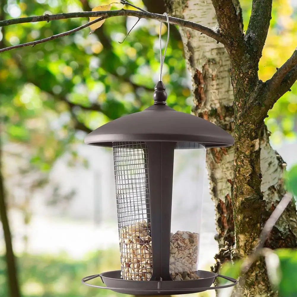 2-in-1 Bird Feeder for Garden Weather Resistant Metal Bird Feeder 2-in-1 Hanging Design with Secure Seeds Storage for Outdoor