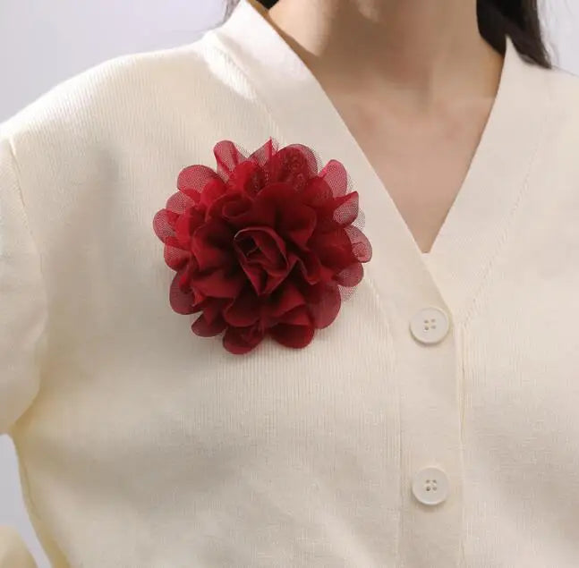 Brooch New Red Bridal Brooches Big Flower Women's Jewelry