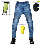 New zipper pants Motorcycle jeans Men's high elastic motorcycle riding rider pants Racing pants with protective gear