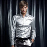 Mens Satin Silk Dress Shirt Long Sleeve Slim Business Formal Casual Tops Classic