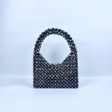 New dark gray corner bead beaded bag for girls French DIY homemade versatile niche design portable bucket woven bag