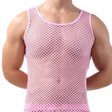 Fishnet Men Sexy Mesh Tank Tops Transparent Sleep Tops Male Underwear Pure Color Vest Sleeveless Tops Underwear Male Undershirt