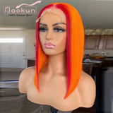 13x4 Colored Short Bob Wig Lace Front Human Hair Wigs Yellow Ginger Highlight Wig HD Transparent 360 Lace Frontal Wig Human Hair