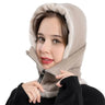 New Winter Women 3in1 Knitted Ski Hat with Scarf Neck Warmer Fleece Lined Hood Face Mask Adult Balaclava for Outdoor Sports