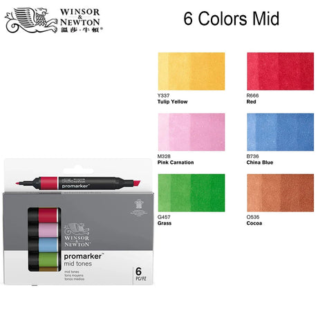 WINSOR&NEWTON 6/12 Colors  ProMarkers  Alcohol base ink Twin tips Professional Art Marker Pen Drawing  Supplies