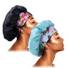 2PCS/LOT Women Fashion Printed Nightcap Wide Edge Beanie Solid Color Bonnets Multifunction Sleepcap Make Up Beauty Hair Care Hat