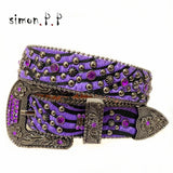 Punk Western Rhinestone Belts for Women Luxury Diamond Strap Cowgirl Cowboy Bling Crystal Pin Wide Buckle Studded Y2K Mens Belts