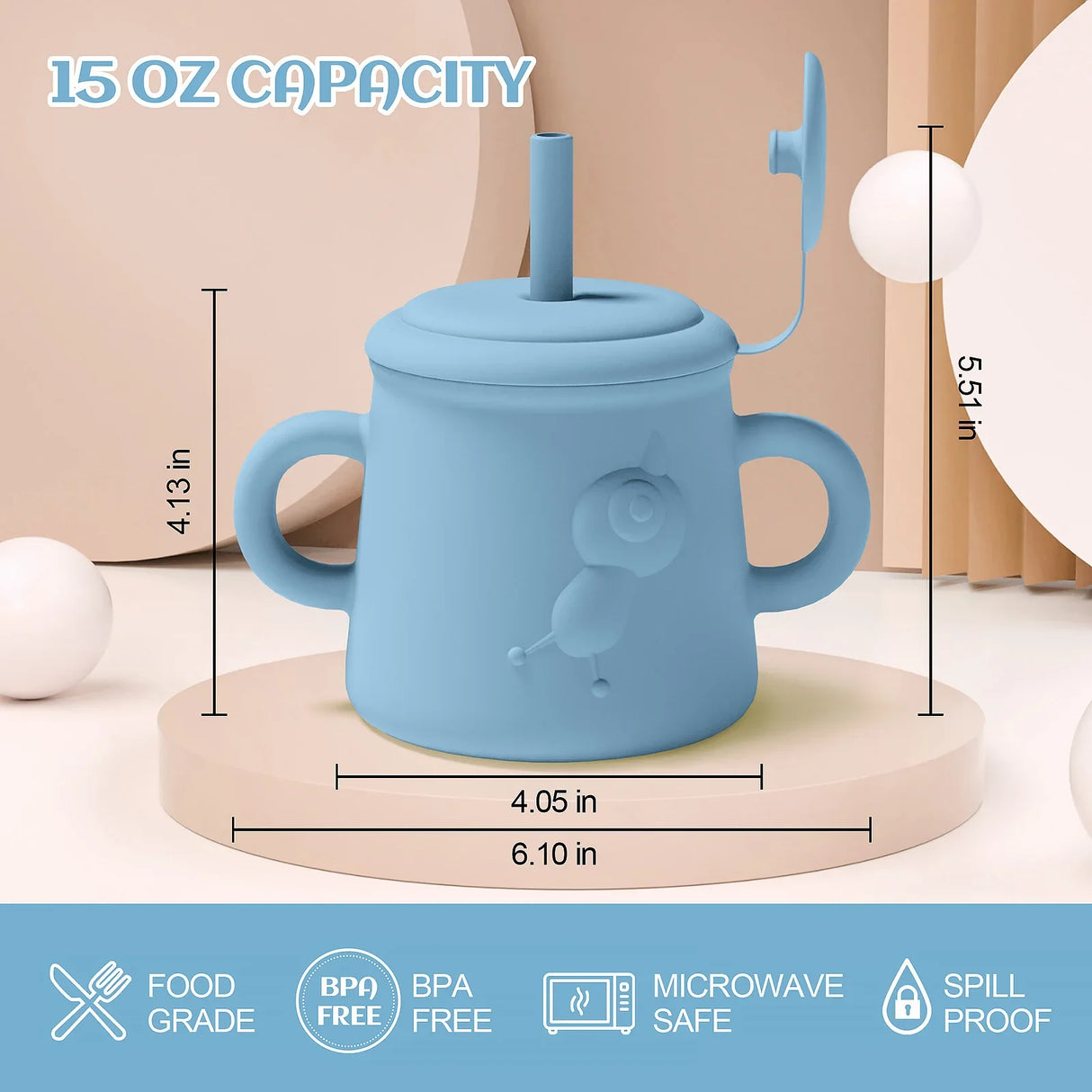 400ML Baby Feeding 2 in 1 Snack Cup Straw Cup Baby Learning Feeding Bottles Anti-Hot Leakproof Silicone Tableware Toddler Water