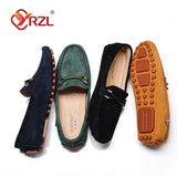 YRZL Loafers Men Big Size 48 Soft Driving Moccasins High Quality Flats Genuine Leather Shoes Men Slip-on Suede Loafers for Men