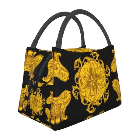 Custom Golden Lion And Damask Ornament Lunch Bags Men Women Warm Cooler Insulated Lunch Boxes for Picnic Camping Work Travel