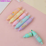 6Pcs/Lot Cute Cartoon Cat Highlighters School Office Stationery Students Drawing Supplies Kawaii Ice Cream Mini Paint Marker Pen