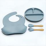 Children's silicone tableware sets baby complementary bowl baby eating fork and spoon set suction anti-fall