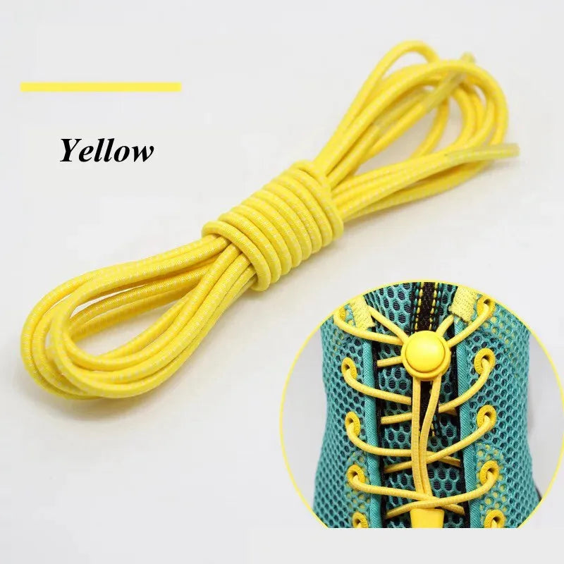 1 Pair 22 Colors Elastic Shoelaces Round Locking No Tie Shoe Laces Kids Adult Quick Lazy Laces Rubber Sneakers Shoelace T1