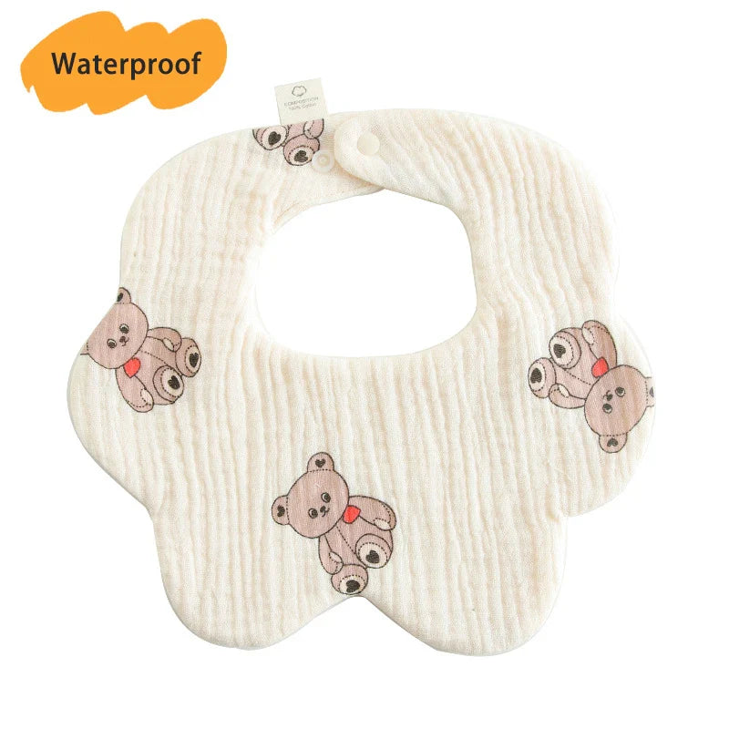 New Thickened 7 Layers Cotton Waterproof Baby Bibs Cute Print Saliva Towel Newborn Burp Cloths for Boys Girls Feeding Drool Bib