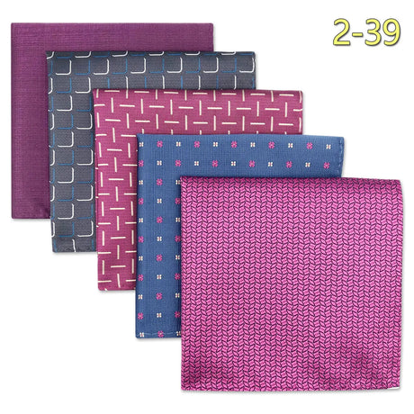 5 Pieces Colorful Assorted Mens Pocket Square Silk Classic Handkerchief Set Gift