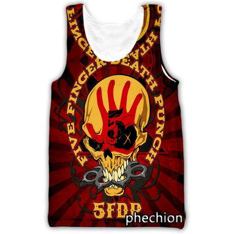 phechion Five Fingers Death Punch 3D Print Casual Tank Tops Undershirt Shirts Streetwear for Men/Women Fashion Vest A230