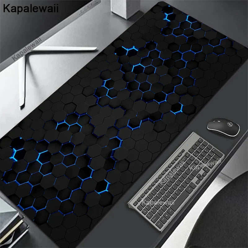 Gaming Mousepads Geometric Black Mousepad XXL Large Mouse Mat Big Desk Pads Non-Slip Stitched Mouse Pad PC Gamer Keyboard Mats