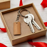 100Pcs 45X20mm Rectangle Tags Bamboo Tags For Keychain Rings, Bamboo Unfinished Wood Key Ring Tag