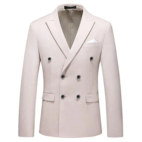 2023 Fashion New Men's Casual Boutique Business Solid Color Double Breasted Suit Jacket Blazers Coat