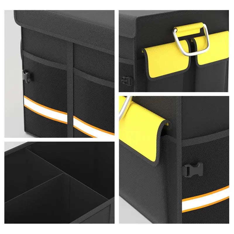 38L/48L/68L Car Trunk Organizer Box Foldable Auto Trunk Storage Bag With Reflective Strip Stowing Tidying Car Interior Accessory