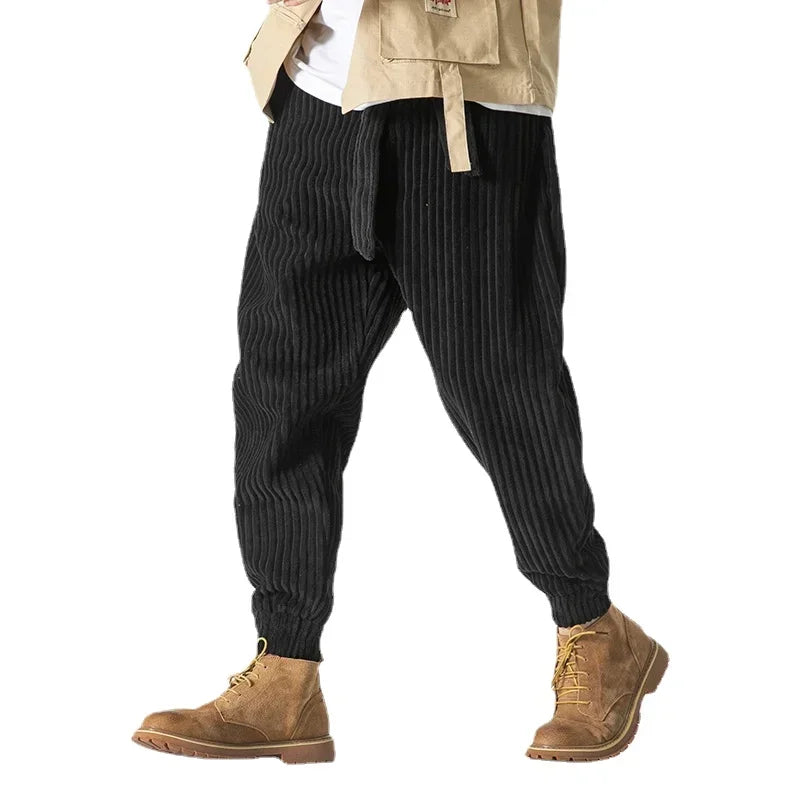 Winter New Japanese Men's Waistband Corduroy Harem Pants Casual Jogging Sweatpants Hip-hop Street Male Large Size M-5XL