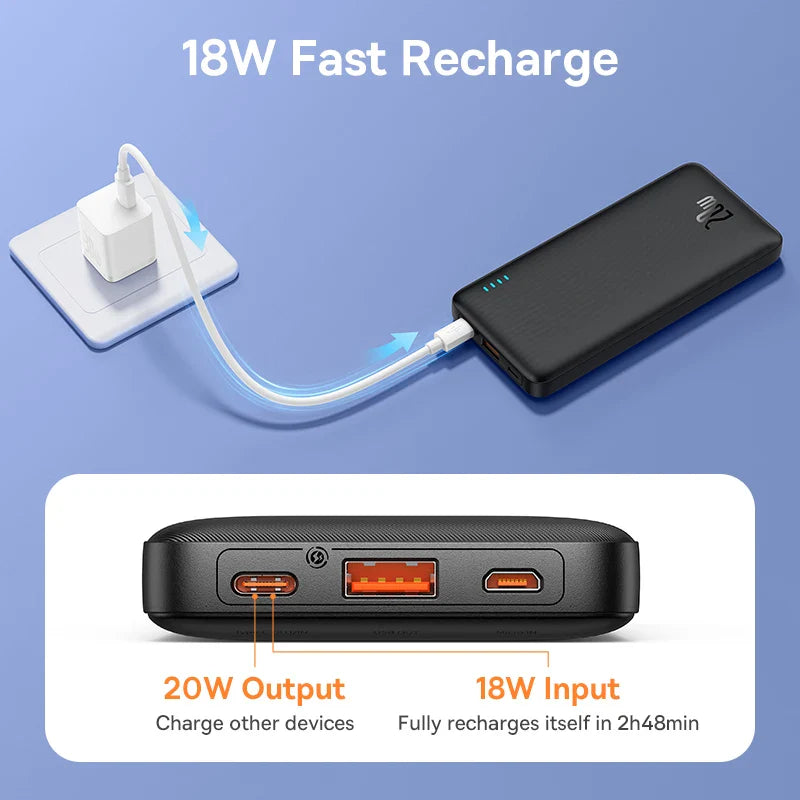 Baseus Airpow 20W Power Bank 10000mAh 20000mAh Fast Charge Powerbank for iPhone 15/14/13/12 Xiaomi batterie externe