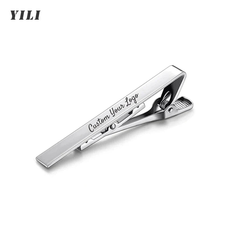 Personalized Engraved Tie Clip/Cufflinks for Men Customized DIY Logo Tie Clips Custom Engraving Names Stainless Steel Jewelry