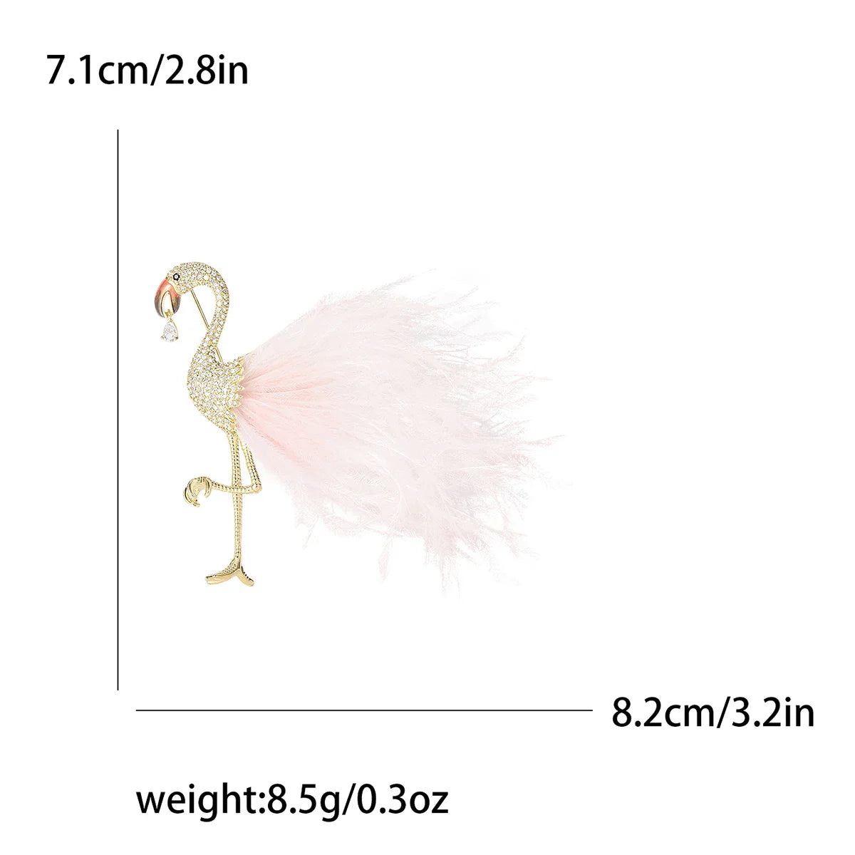 14K Gold Plated Bird Brooches for Women 3-color Feather Flamingo Hand Inlaid With Zircon New Year Brooch Pin Friends Gifts