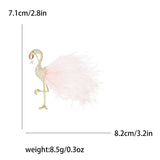 14K Gold Plated Bird Brooches for Women 3-color Feather Flamingo Hand Inlaid With Zircon New Year Brooch Pin Friends Gifts