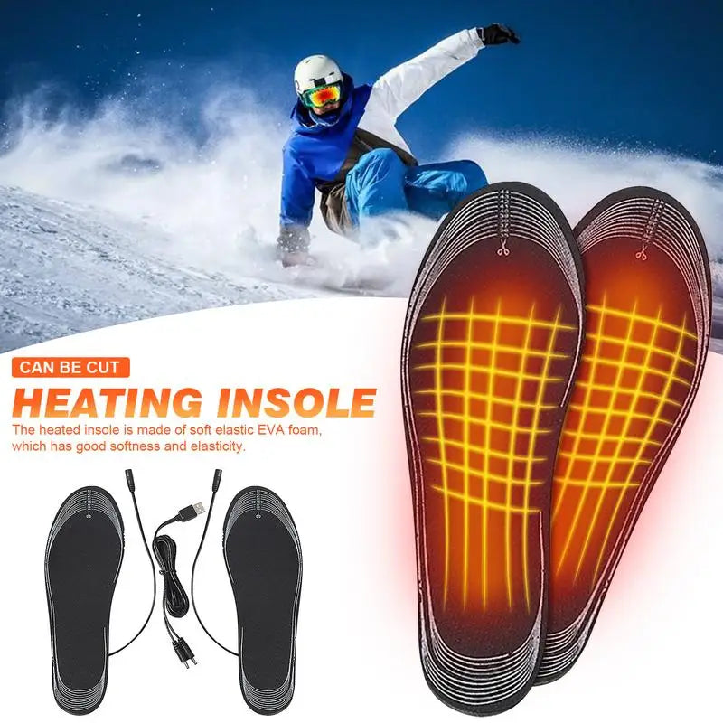 USB Heated Shoe Insoles Electric Foot Warming Pad Feet Warmer Sock Pad Winter Outdoor Sports Heating Insole Winter Warm Cushion