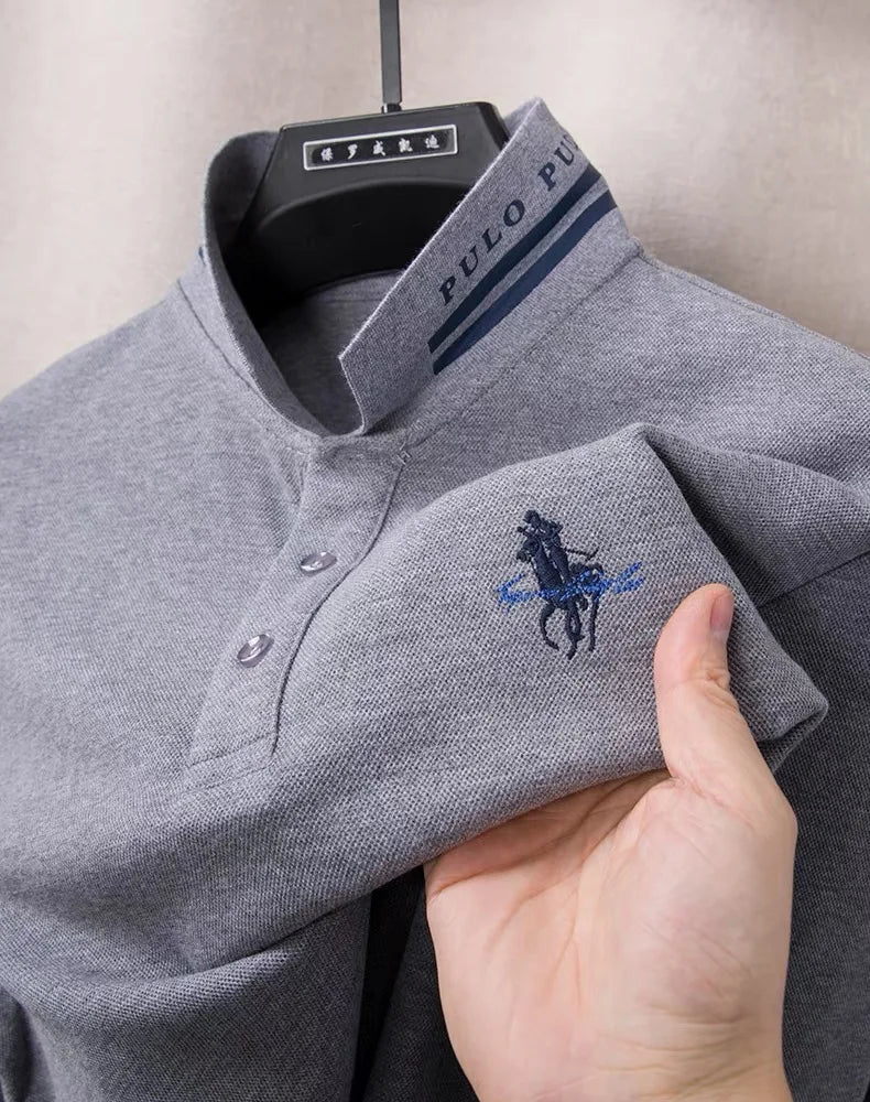 Luxury Fashion Embroidered Polo Shirt 100%Cotton Mens Long sleeved Brand Spring and Autumn Comfortable Breathable Casual T-shirt