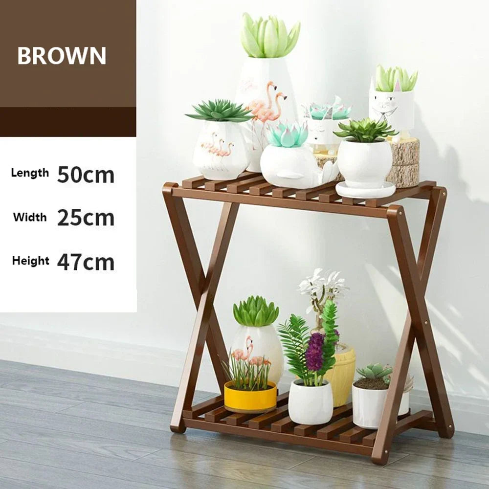 Wooden Multilayer Flowerpot Organizer Flower Holder Balcony Stand Pots Display Shelf Plant Stand Living Room Outdoor Furniture