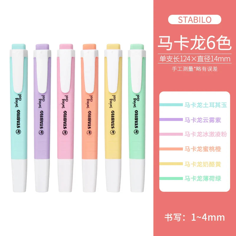 Stabilo Swing Cool Highlighters Pens Mark 1-4mm Pastel Colours for Graffiti Writing Drawing Office and Student Supplies