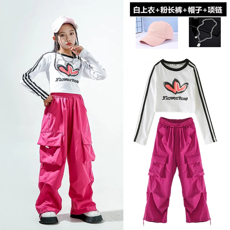 Jazz Dance Children's Trendy Autumn Street Dance Hiphop Training Dress Girl Model Naked Navel Walking Show Performance Dress