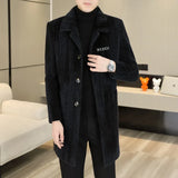 2023 High-end Feel Men Fashion Handsome All Woolen Coat Suit Collar Long Trench Coat Woolen Coat Thick Casual  Winter Jacket Men