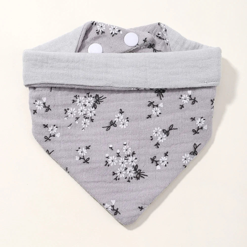 1/3Pcs Baby Headband Saliva Towel Set Floral Print Newborn Double Side Bibs Boys Girls Bandana Burp Cloths Feeding Smock Stuff