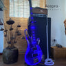 4 String Blue LED Lights Electric Bass Guitar, Clear Acrylic Crystal Body, Maple Neck, Rosewood Fingerboard