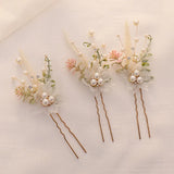 3pcs White Flower U Shaped Hairpin Pearl Elegant Hair Clips Hair Jewelry Accessories For Women Wedding Head Ornaments Hairpins