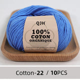 QJH 10PCS 100% Organic Cotton Yarn Pure/Mixed Color Yarn, Knitting Yarn - Crochet Yarn Soft 10 Strands Hank Yarn Machine Washabl