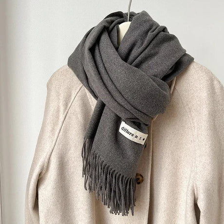 Luxury Brand Wool Scarf For Women Men Solid Color Plain Real Wool Scarves Female Winter Warm Neck Scarf Cashmere Shawl 2023