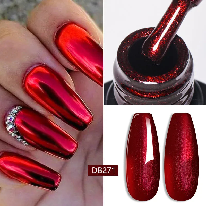 6Pcs Metallic Gel Nail Polish Set Mirror Metal Color Gel Polish Semi Permanent Varnish Soak Off UV LED Gel Nail Art Manicure