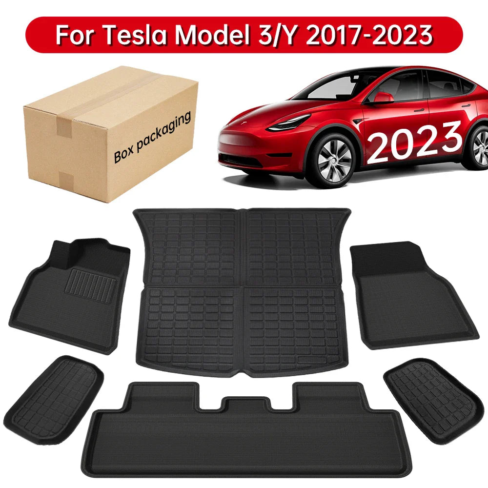 YZ Past Tesla Model 3 Y Highland Floor Mat Bagage Mat 2017 to 2024 Vier Seizoenen waterdichte 3D Vloer  Liner