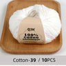 QJH 10PCS 100% Organic Cotton Yarn Pure/Mixed Color Yarn, Knitting Yarn - Crochet Yarn Soft 10 Strands Hank Yarn Machine Washabl