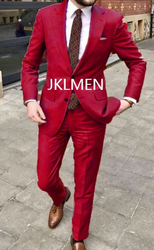 2023 Men's Suit   Handsome Casual 2 Piece Suit For Men Wedding Tuxedos Notched Lapel Groomsmen  Business  Prom Blazer