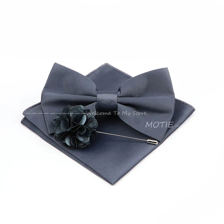 New Colorful Bowties Handkerchiefs Cufflinks Set Polyester Brooches For Men's Business Wedding Party Suit Dress Accessories Gift