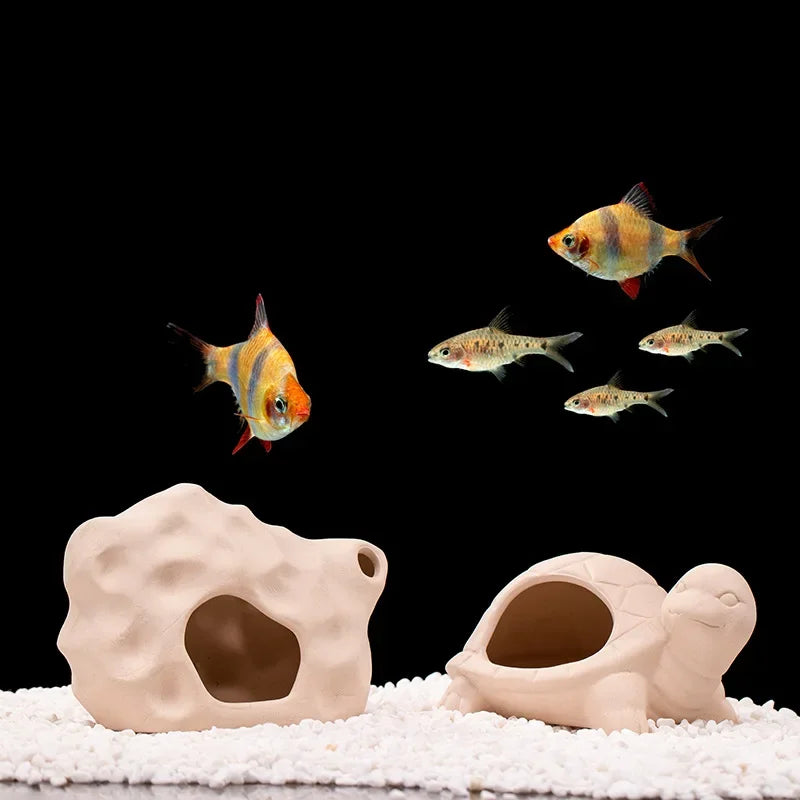 Clay Aquarium Decoration Ceramics Fish Tank Landscaping Shrimp Shelter Spawning Tank Breeding House Cave Pottery Pot Ornaments