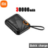 Xiaomi Power Bank 100W Fast Charging Built-in Cord Portable Power Bank 30000mAh Large Capacity External Battery Free Shipping