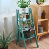 Indoor Climbing High Stools Kitchen Solid Wood Bold Ladder Chair Multi-function Ladder Stool Flip Folding Step Ladder