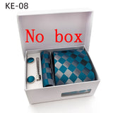 Luxury Tie Set Gift Box For Men Wedding Jacquard Necktie Square Clip Cufflinks Handkerchief Brezo Pour Teal Tie